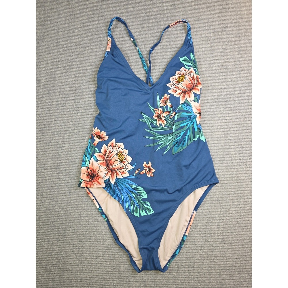 Kona Sol One Piece Swimsuit Women's Size L Tropical Beach Flower Resort